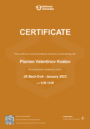 JS Back End certivicate image